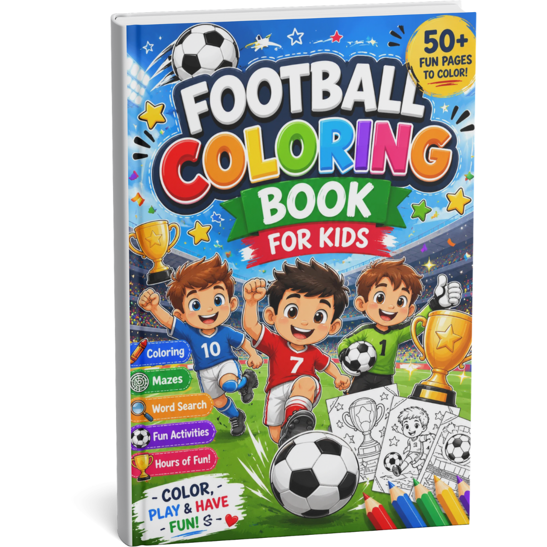 ⚽ Football Coloring Book for Kids – 50 Fun Printable Pages! Keep young soccer fans entertained with 50 exciting football-themed coloring pages featuring players, stadiums, trophies, matches, and championship moments. Perfect for kids ages 4–10, this printable PDF encourages creativity, focus, and screen-free fun. Simply download, print, and start coloring today!